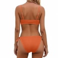 thumbnail image 7 of Women's Cheeky Bikini Set 2 Piece String High Cut Swimsuits Lace Up Tie Side Bathing Suits O Ring Orange, 7 of 7
