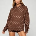 thumbnail image 2 of WAYUTE Shorts Sets for Women Polka Dot Print Long Sleeve Hoodies and Shorts Casual 2 Piece Outfit Summer Outdoor Daily Wear Clothing Sets, 2 of 7