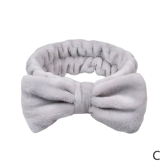 TELOLY Spa Headband Bow Hair Band Facial Makeup Soft Elastic Coral Fleece Hair Wraps Hairlace Turban For Shower Washing Face Headwear Hair Holder Accessories For Women Girls