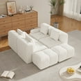 thumbnail image 5 of 135.4" Modular Sectional Sofa with Movable Ottoman, 4-Seater Boneless Couch with Pillows, U Shaped Cloud Tufted Couch for Living Room, No Assembly, Ivory, 5 of 8