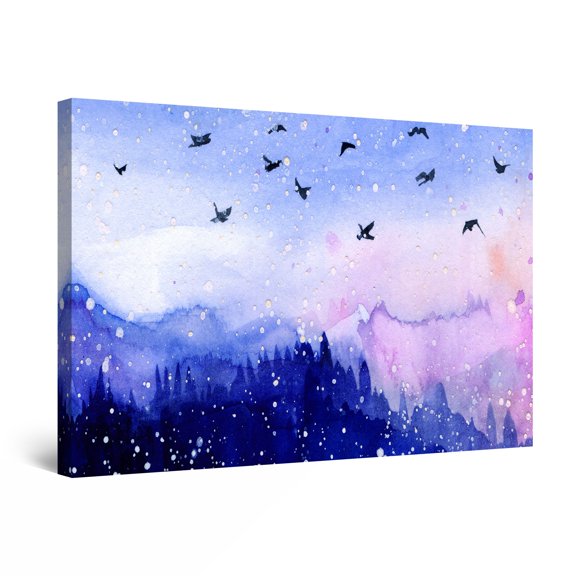 Startonight Canvas Wall Art Birds and Purple Sky, Framed Wall Decor 24" x 36" 
