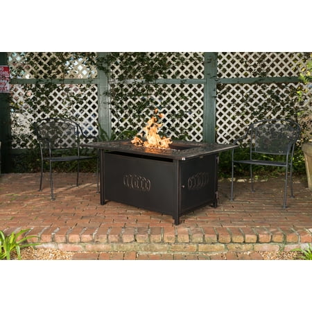 Fire Sense - Dynasty Rectangular Aluminum LPG Fire Pit - Antique Bronze