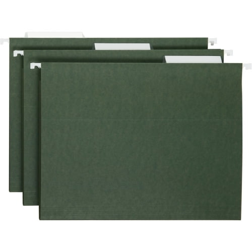Smead Hanging File Folders with Tab Letter - 8 1/2' x 11' Sheet Size - 1/3 Tab Cut - Top Tab Location - Assorted Position Tab Position - 11 pt. Folder Thickness - Standard Green - 1.97 oz - Recycled