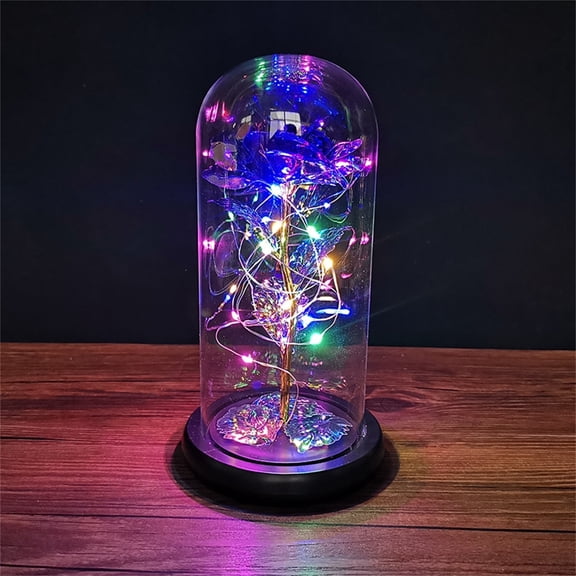 Rosa Led Glass,2026 Valentines Day Gifts for Her,Rose Gifts for Women Mom Birthday Gifts,Glass Rose Forever Preserved Flowers for Delivery Light Up Rose in Glass Dome Gifts(Purple)