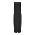 thumbnail image 3 of Summer Outfits for Women New Women'S Large Pocket Solid Color Dress Round Neck Sleeveless Dress Black S-Xxl, 3 of 4