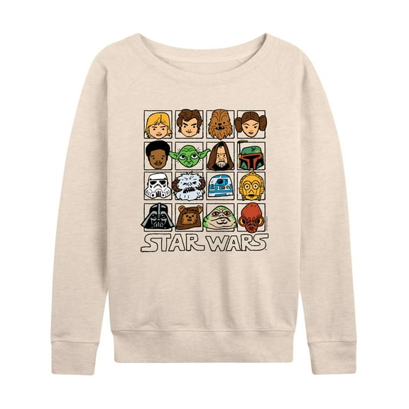 Star Wars - Yoda and Friends Face Grid - Women's French Terry Pullover Sweatshirt