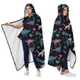 thumbnail image 2 of Wearable Blanket,Black Cartoon Dinosaurs Eggs Pattern Hooded Wearable Flannel Blanket for Adults & Teens,Winter Poncho Shawl Wrap Cape Cozy Anti-Pill,60"x80", 2 of 5