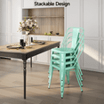 thumbnail image 3 of Dovov Metal Dining Chairs Set of 4, Stackable Patio Chairs Modern Outdoor Metal Chairs Trattoria Chair for Bistro Cafe Restaurant, Mint Green, 3 of 9