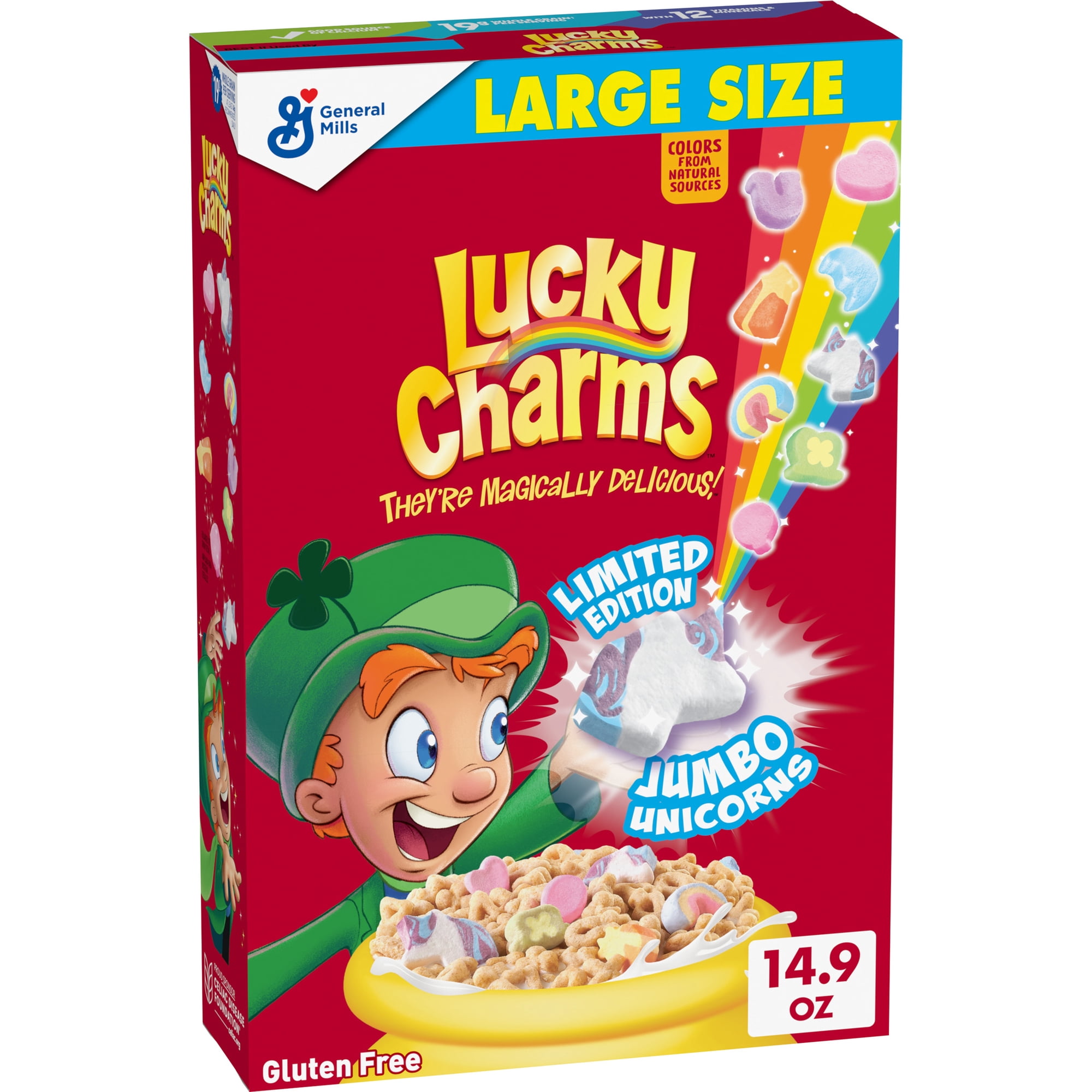 Lucky Charms Gluten Free Cereal with Marshmallows, Kids Breakfast, Large Size, 14.9 oz