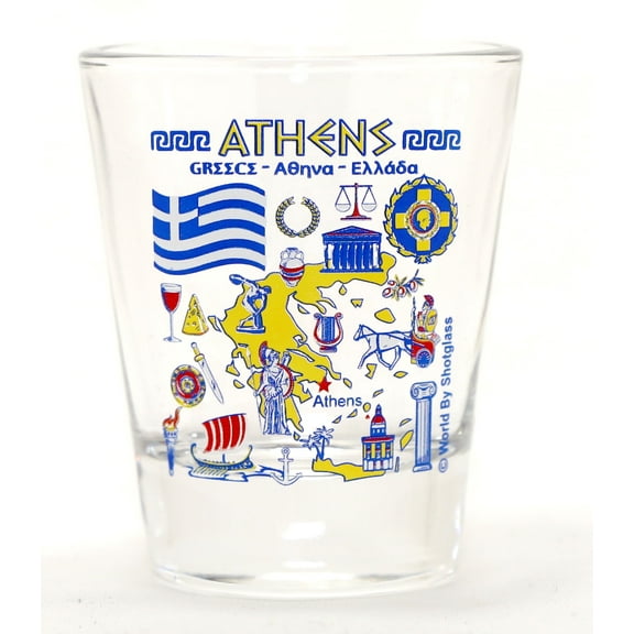 Athens Greece Landmarks and Icons Collage Shot Glass