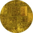thumbnail image 1 of Ahgly Company Indoor Round Patchwork Yellow Transitional Area Rugs, 6' Round, 1 of 4