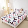thumbnail image 3 of Erosebridal Teens Girls Colorful Butterflies Full Size Sheets 4-Piece,Floral Love Heart Bed Sheets, 3 of 5