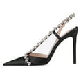 thumbnail image 2 of XYD Women Elegant Pointed Toe Pumps Slingback Strappy Crystal Sandals Stilettos High Heels Graceful Bridal Shoes Size 12.5 Black, 2 of 4