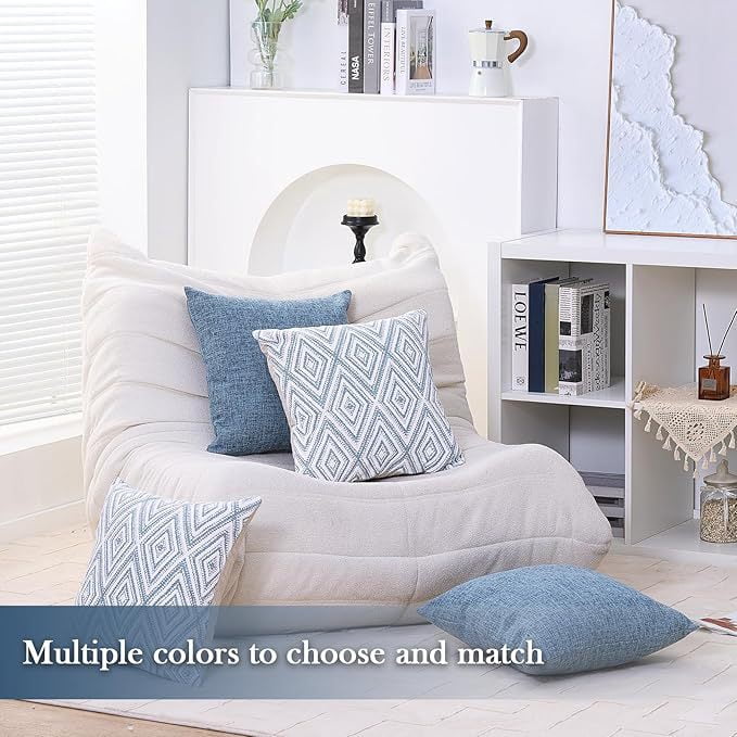 Wehilion Decorative Throw Pillow Covers Set of 2/4 Couch Pillows Linen Cushion Cover for Couch Sofa Living Room, 18"x18" inch