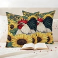 thumbnail image 3 of Sunflower Rooster Pillow Covers 2 Pack Vintage Farmhouse Animal Butterfly Floral Rustic Pillowcase Waterproof Outdoor Throw Pillow Cover for Patio Garden Square Cushion 20”x20”, 3 of 9
