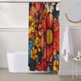 thumbnail image 6 of Shower Curtain, Colorful Vintage Floral Pattern Waterproof Fabric Plastic Shower Curtain, Drying Fast Bathroom Curtain with 9 Buttonholes, Ruffle Shower Curtain 60x72in, 6 of 8