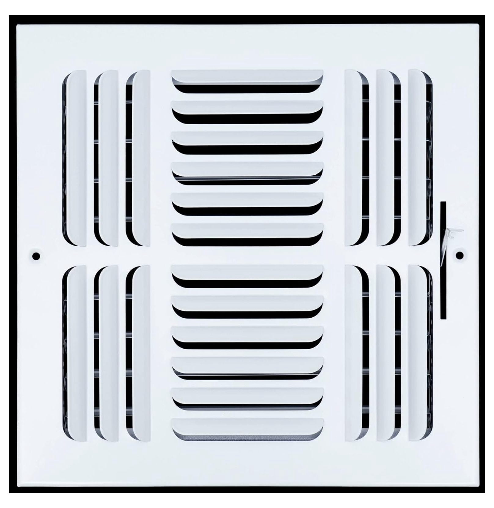 [2 Pack] Fits 10x10 Duct Opening 3 Way Fixed Curved Blade Air Supply Diffuser by | Register Vent Cover Grill for Sidewall and Ceiling | White | Outer Dimensions: 11.75" X 11.75"