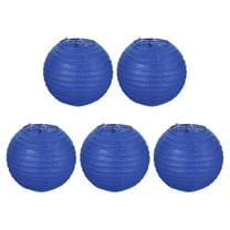 Uxcell 6" Paper Lanterns, Round Hanging Chinese/Japanese Lantern Decoration for Home Birthday Party, Dark Blue 5 Pcs
