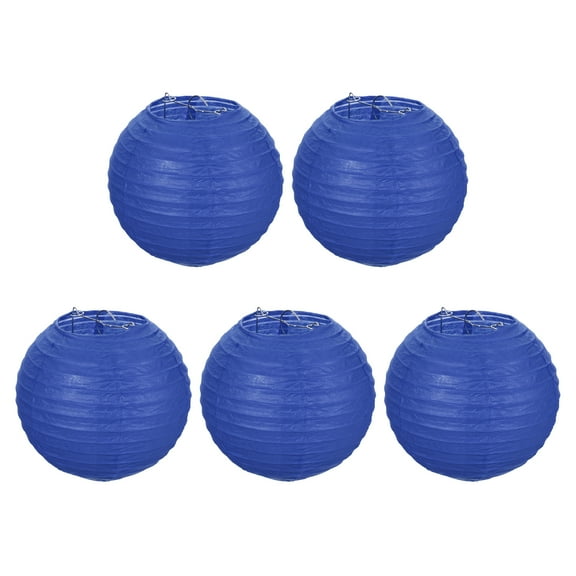 Uxcell 6" Paper Lanterns, Round Hanging Chinese/Japanese Lantern Decoration for Home Birthday Party, Dark Blue 5 Pcs
