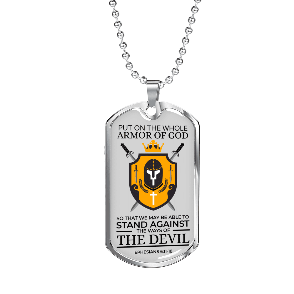 Whole Armor of God Bible Verse Faith Necklace Stainless Steel or 18k