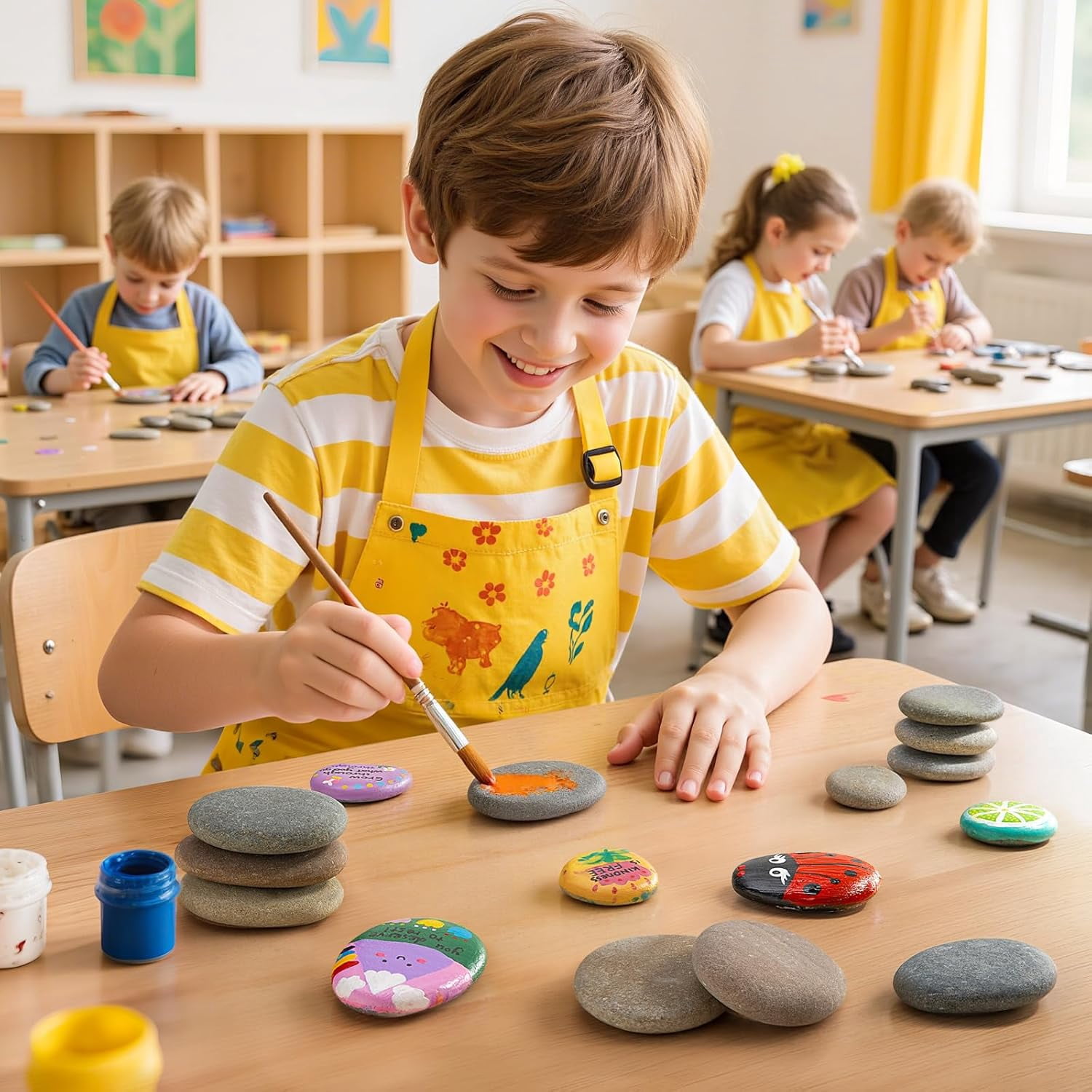 100pcs 1.5-3in River Rocks for Painting,2 Sizes Flat Smooth Rocks for Arts & DIY, Kindness Rocks, Paint Stones for Craft (50pcs Each Size: 1.5-2in, 2-3in)