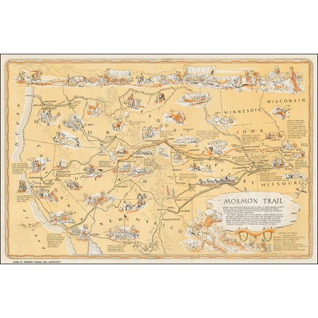 Lake Superior Depth Chart LAMINATED POSTER Mormon Trail Opened and Charted AS A Wagon Road In 1846-47, From Nauvoo, Illinois to Salt Lake City, Utah, By Pioneer Vanguard Under Brigham Young. . . . POSTER PRINT 24 x 36 ()