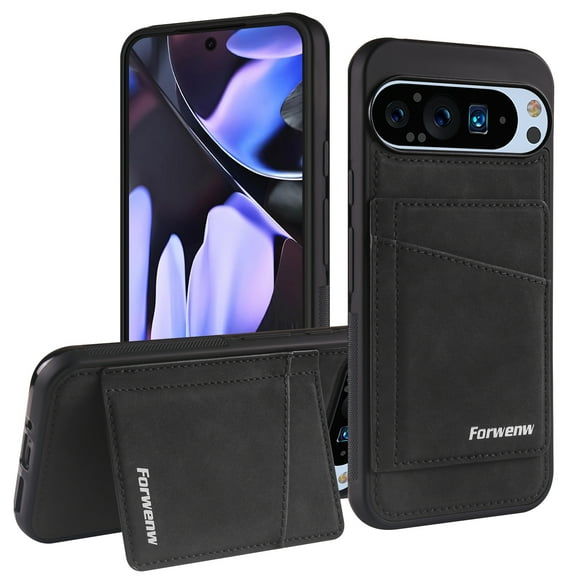 Dteck Case for Google Pixel 9 Pro XL,Magnetic Leather Flip Case Card Slot Wallet Shockproof Rubber Stand Back Cover for Google Pixel 9 Pro XL,Black