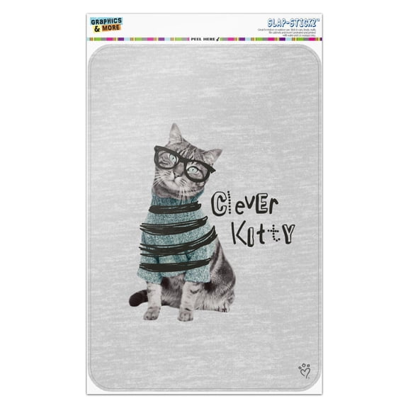Clever Smart Kitty Cat Kitten Glasses Sweater Home Business Office Sign