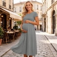 thumbnail image 6 of Gfyviroh Women's Maternity Maxi T-Shirt Dress Short Sleeve Soft Casual Plain Dress Comfy Plus Size Pregnancy A-Line Dress, 6 of 7