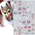 thumbnail image 2 of Pegatinas de uñas de Navidad de ciervo lindo, alce en relieve 5D, estrella, hombre de jengibre, copo de nieve, Papá Noel, acebo, manicura grabada de invierno DIY, 2 of 4