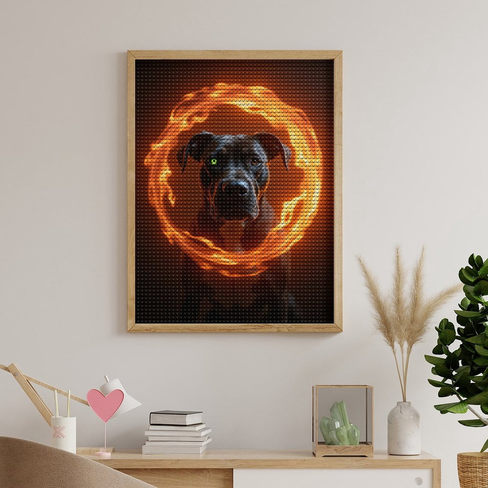 Diamond Art Kits for Adults, Fiery Canine Mystical Aura 5D Diamond Painting Kits for Adults Beginners, DIY Full Drill Diamond Painting, Gem Art and Crafts 12x16