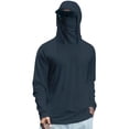 thumbnail image 2 of Men's UPF 50+ Sun Protection Lightweight Hoodie Shirts Long Sleeve Fishing Shirt SPF UV Hiking Swim with Built-In Face Mask and Thumbhole Cuffs Navy M, 2 of 5