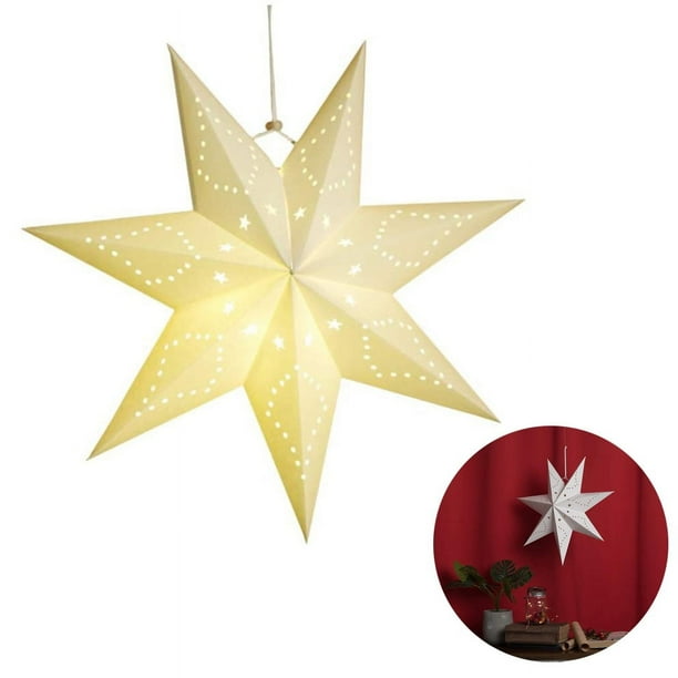 Casaria Estrella De Papel LED Colgante - 60 Cm Blanco Cálido - Inalámbrica Y Plegable Para Navidad