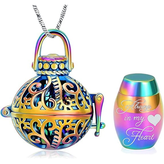 Vintage Cremation Jewelry Hollow Flower Urn Necklace for Ashes With Mini Keepsake Jar Urn Locket Pendant Memorial Ashes Jewelry for Women/Men
