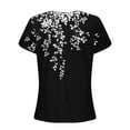 thumbnail image 5 of Fengqque 2025 Women's New Round Neck Pleated Tunic Top Curved Hem Printed Blouse, 5 of 5