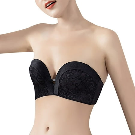 

Youmylove Women Bra Brassiere Comfortable Bralette Seamless Strapless Non-Slip Wireless Lace Push Up Bra