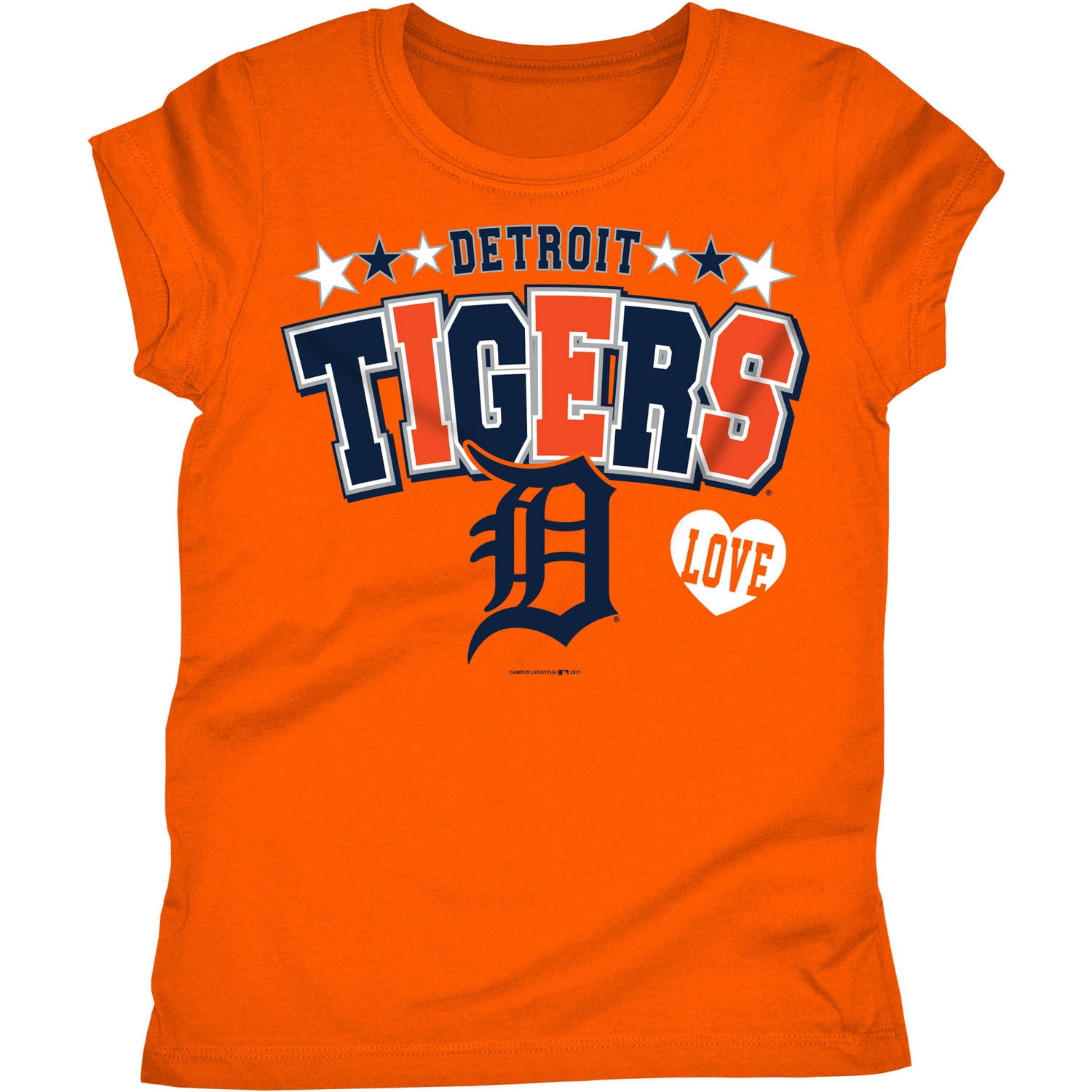 MLB Detroit Tigers Girls Short Sleeve Team Color Graphic Tee - Walmart.com - Walmart.com
