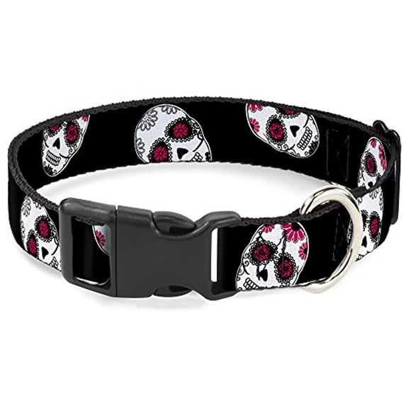 Buckle-Down BAC-W34569-NL Breakaway Cat Collar, 1 2" Wide-Fits 9-15" Neck-Large, Sugar Skulls