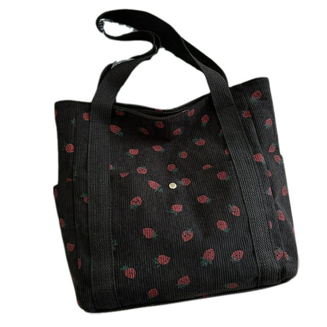Guardurnaity Bolso tote de pana rosa con cremallera y estampado de para llevar al hombro, bolso tote pequeño con cremallera. Bolsas de mensajero y de hombro do