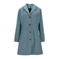 thumbnail image 6 of Dwralegc Women's Mid-Long Pea Coats Plus Size Single Breasted Wool Blend Coat Mid Long Trench Dress Jackets & Coats Winter Balck Overcoat with Pockets Navy XL, 6 of 7