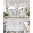 thumbnail image 4 of Grey Brown Botanical Swag Kitchen Curtains Sets for Windows 24 Inch Length, Watercolor Summer Leaf Spring Short Window Curtain Panels Swags Valances and Tiers 3 Piece Set for Cafe/Dining Room, 4 of 5