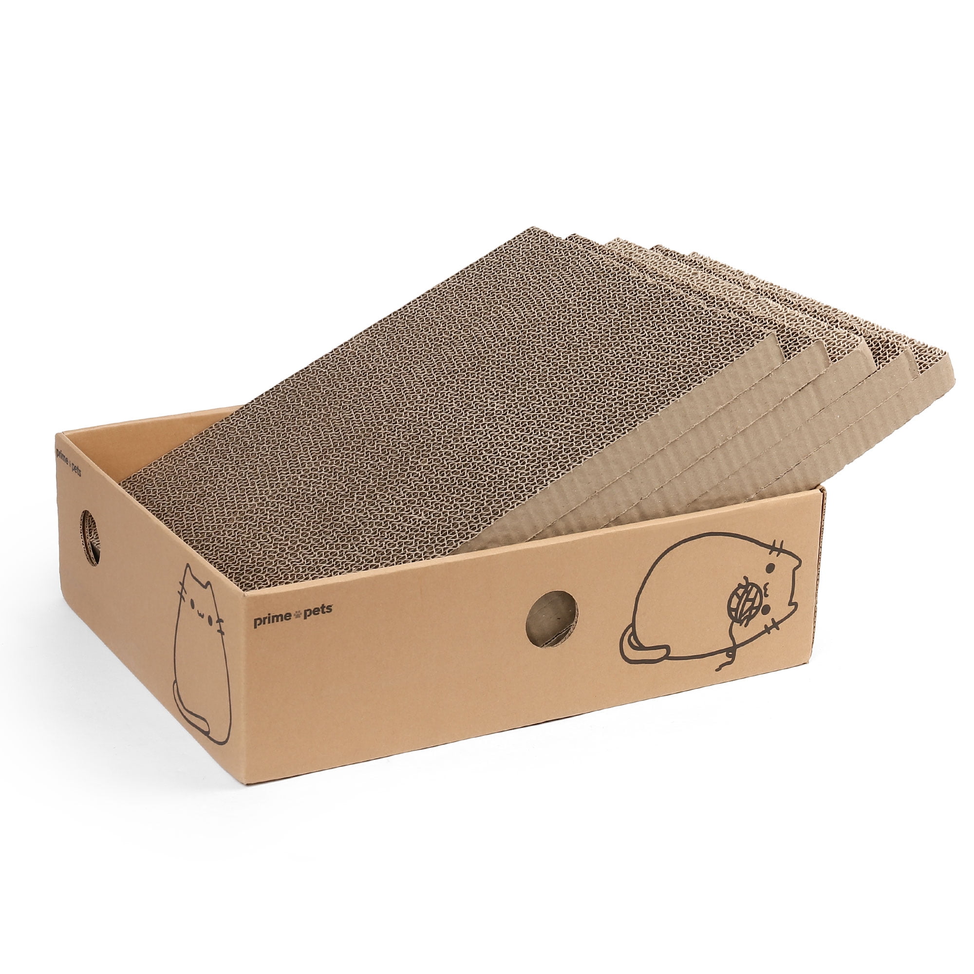 Prime Pets 5 Pack XL Wide Cat Scratcher Cardboards with Box, Reversible Corrugate Cat Scratch Pad