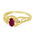 thumbnail image 3 of 10k Yellow Gold Oval Ruby And Diamond Ring, 3 of 6