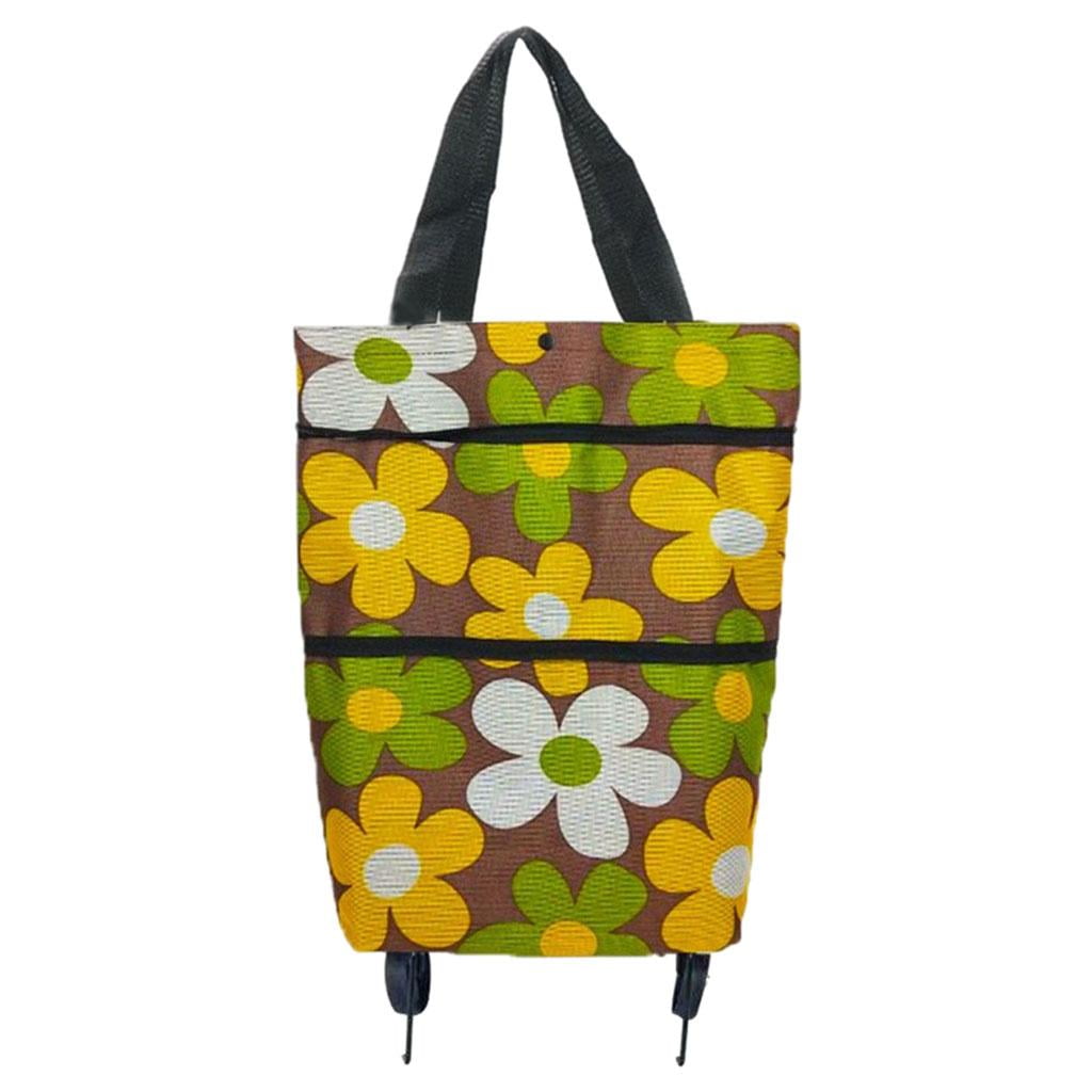 Large Shopping Wheels Bag Printed Tidy Food Organizer Grocery Cart