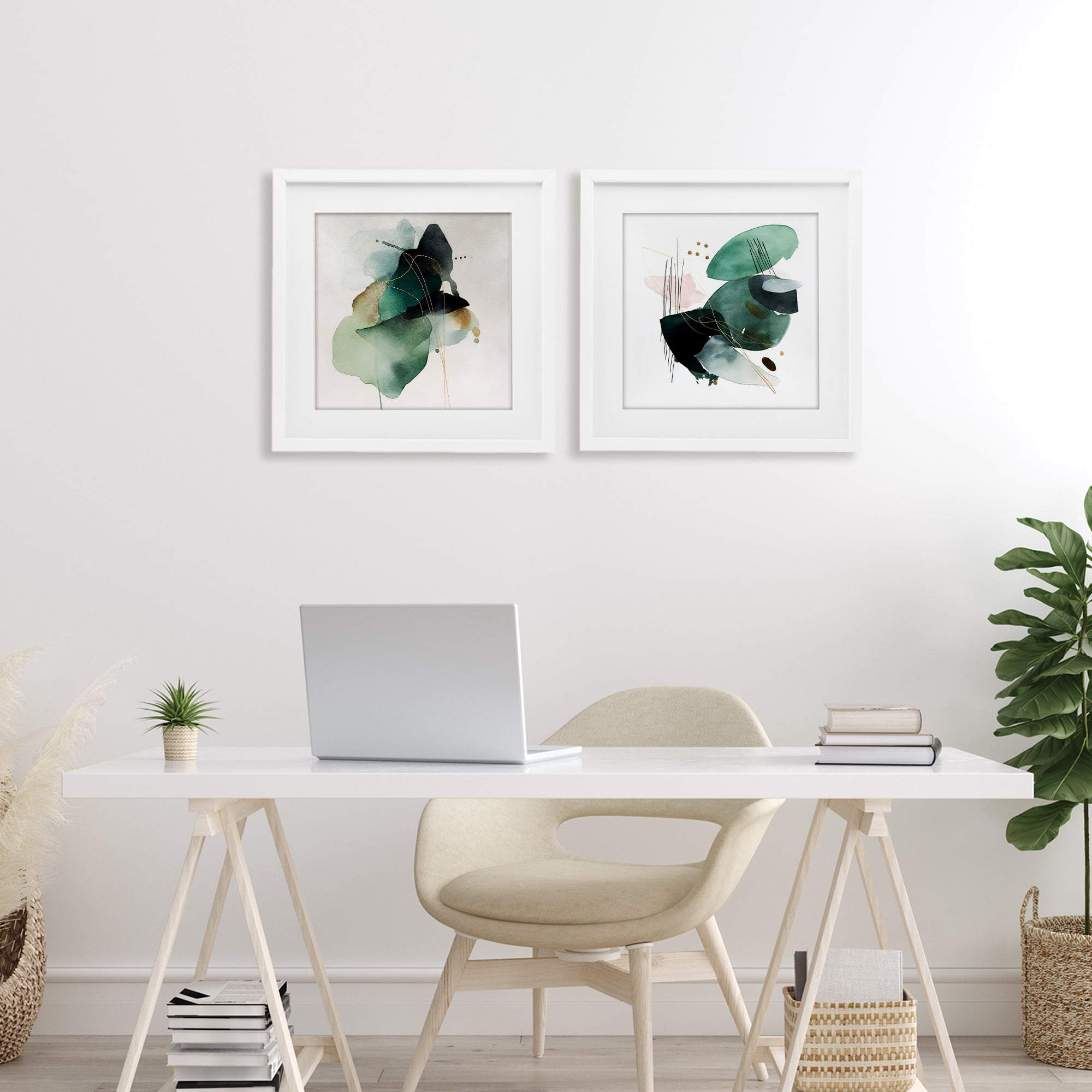 Stupell Industries Fluid Abstract Harmonies 2 Piece White Framed Print Under Glass Set, design by Svetlana Aleynikova