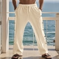 thumbnail image 4 of CONZONE Mens Baggy Pants Wide Leg Pants With Side Buttons Design Trendy Elastic Waist Solid Color Soft Casual Joggers With Pocket, 4 of 6