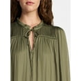 thumbnail image 5 of Time and Tru Women's Soft Ruched Yoke Blouse with Long Sleeves, Sizes XS-XXXL, 5 of 6