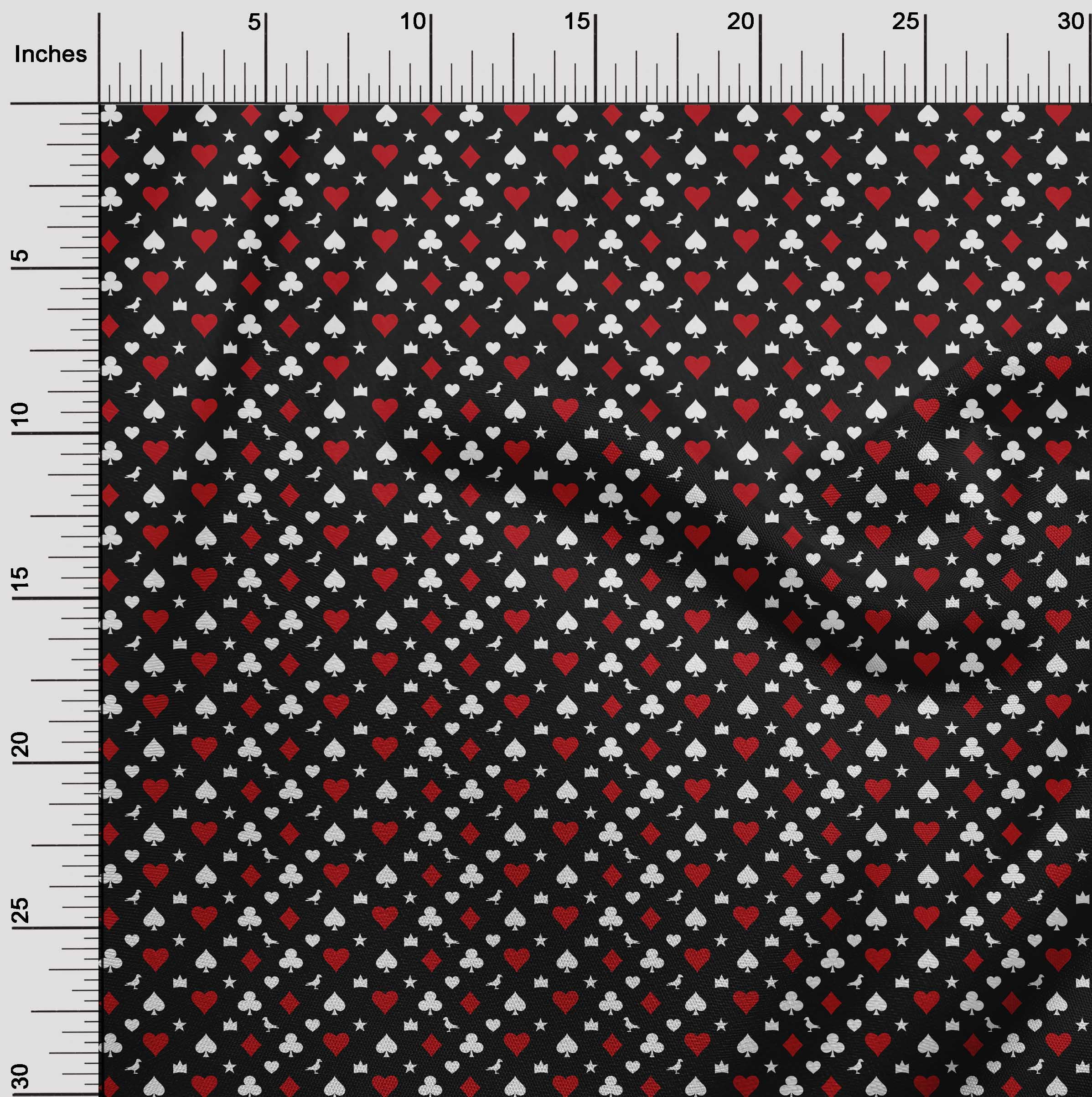 oneOone Polyester Spandex Black Fabric Poker Card Quilting Supplies Print Sewing Fabric By The Yard 56 Inch Wide
