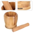 thumbnail image 2 of MasteelfCA Bamboo Grinding Bowl Mortar with Pestle Garlic Masher Kitchen Accessory, 2 of 7