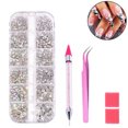 thumbnail image 1 of 1440 Pieces Crystal Crystal Rhinestones Nail Art Rhinestones with Pick Up Tweezers and Rhinestone Picker Dotting Pen, For Nail Polish, Apparel, DIY Crafts, 1 of 9